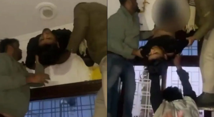 لص يعلق في شفاط منزل بالهند والأهالي يخرجونه بأعجوبة! (فيديو)