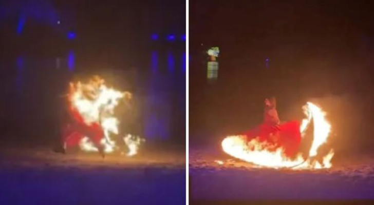 راقصة تشتعل أمام الجمهور في عرض مرعب بحديقة حيوان صينية (فيديو)