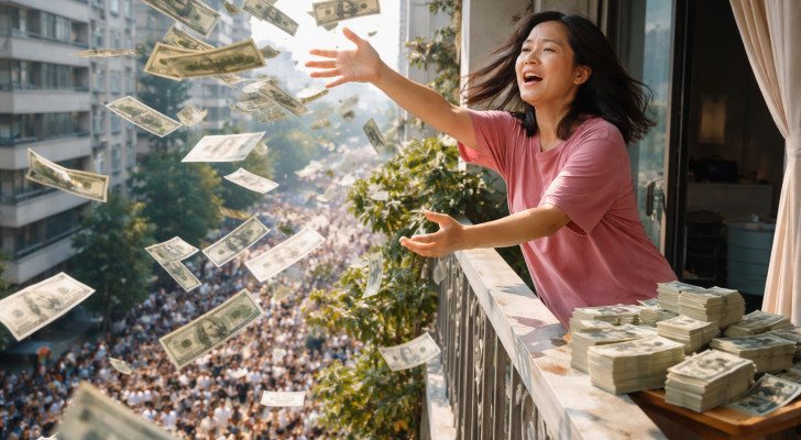 مليون دولار في الشارع.. صينية تنثر ثروتها من شرفة منزلها وتشل حركة السير!