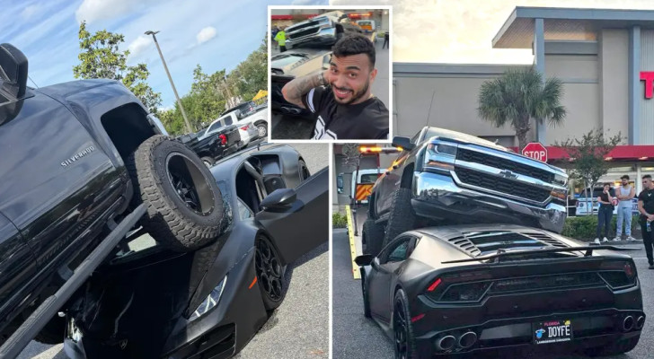 شاحنة تسحق "لامبورغيني" بـ 250 ألف دولار وسائقها ينجو بأعجوبة (فيديو)